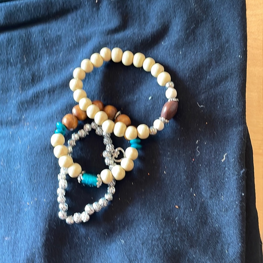 Set of three homemade beaded bracelets